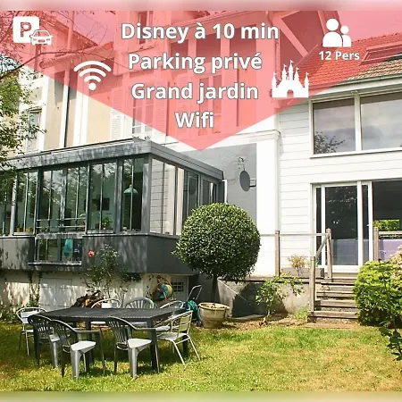 Maison Confort Proche Disneyland Avec Jardin, Bbq & Parking Prive